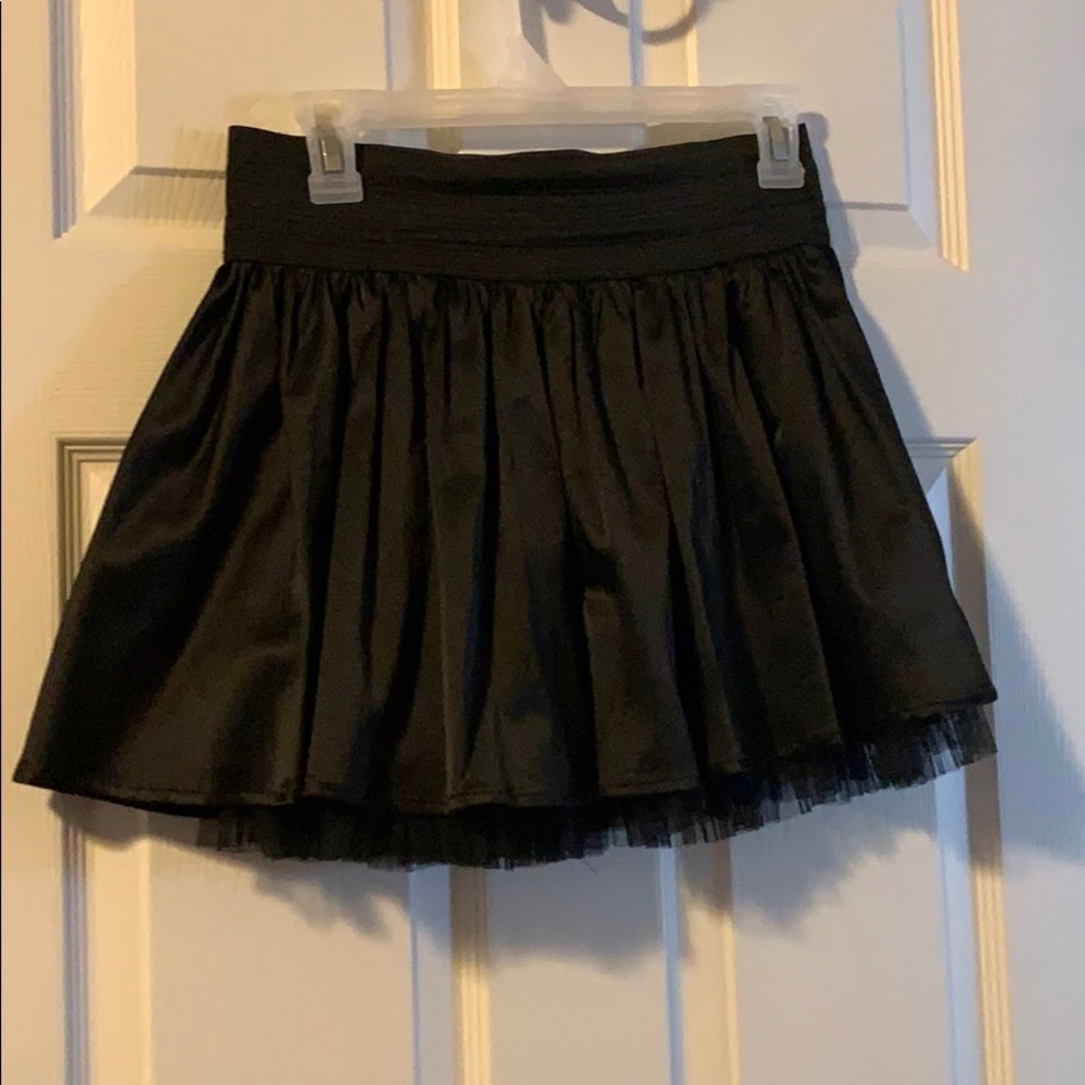 Black satiny mini skirt